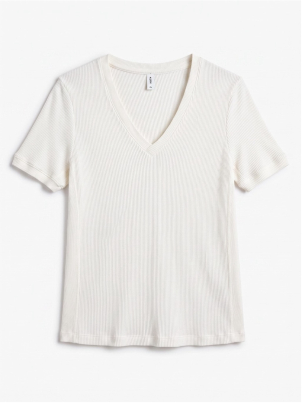 KOTN Waffle Knit V-neck Short Sleeves Tee Beige Top, Sz XL
